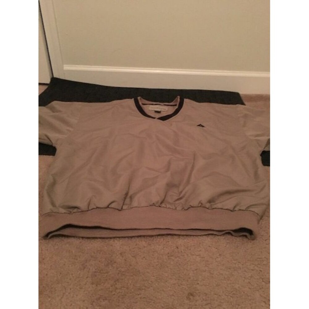 Cutter & Buck Men's Active Short Sleeve Shirt Jacket Nylon Size L Khaki Black